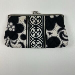 Vera Bradley‎ Black White Kisslock Clutch Wallet Organizer Gothic Floral 2025